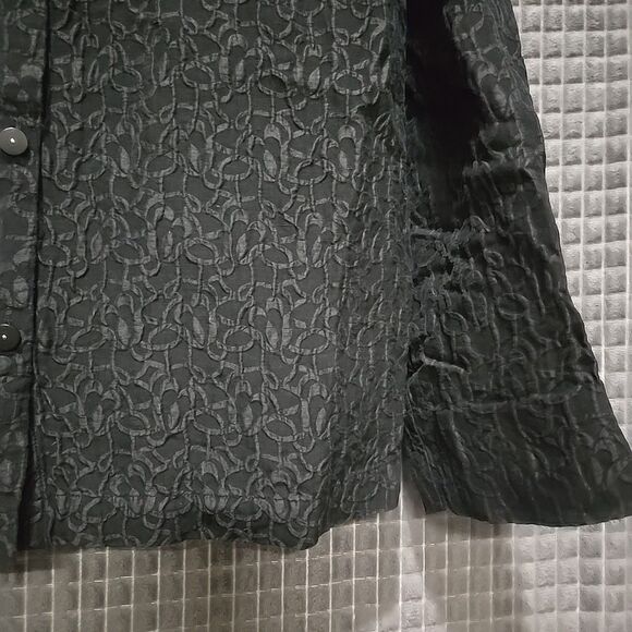 Silk Linen Buttonup Shirt Jacket 20W KateHill Lightweight Jacquard Artsy Money - Picture 10 of 16